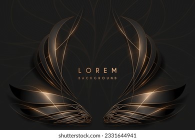 Abstract black and gold wings template