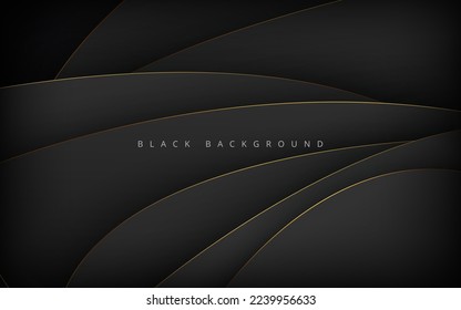 abstract black golden line curve overlap layers background. eps10 vector