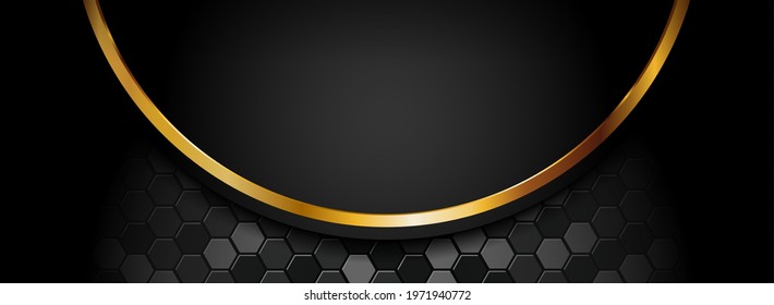 Abstract Black and Golden Lines Background Design Isolated on Dark Black Gradient Background. Graphic Design Element.
