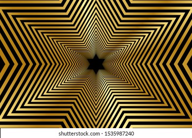 Abstract Black and golden metallic  frame with many star of david shapes. Graphic Element.