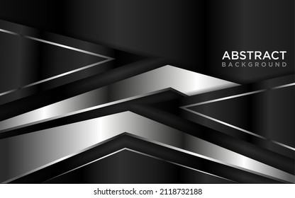 Abstract Black Gradient Background Combined with Futuristic Silver Lines.