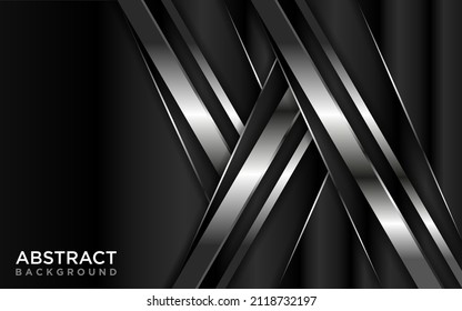 Abstract Black Gradient Background Combined with Futuristic Silver Lines.