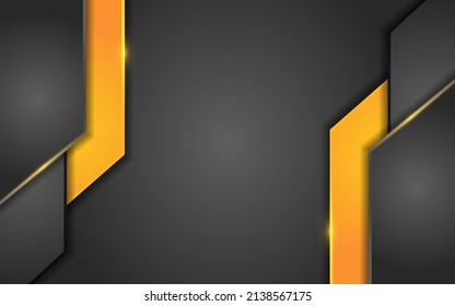 Abstract black gradient background with futuristic glowing line gold