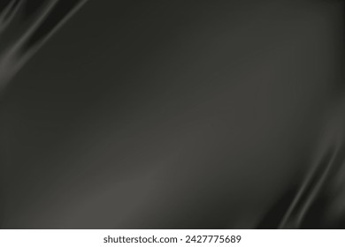 Abstract black gradient background. Minimalistic subtle wavy black silk texture. 3D vector illustration.