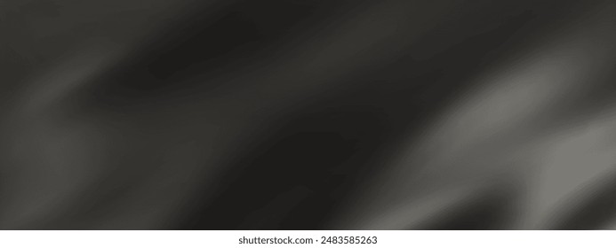 Abstract black gradient background. Minimalistic subtle wavy black silk texture. 3D vector illustration.