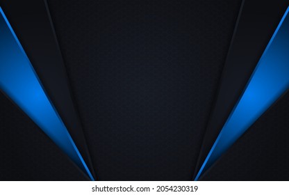 Abstract Black and Gradient Blue Lines Combination Background Design.