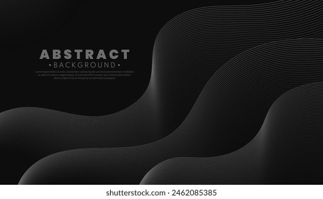 Abstract black gradient line curve background. Modern wavy line concept. Vector illustration.