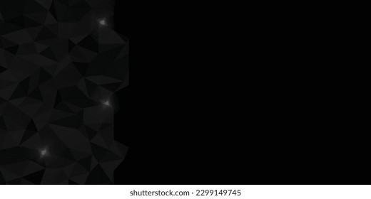 Abstract black gradient poligonal pattern on dark background banner design. Vector illustration.