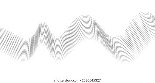 Línea negra Abstractas de la raya del gradiente en el fondo blanco, Ilustración vectorial.