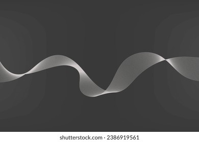 Abstract black gradient vector background with grey wavy lines