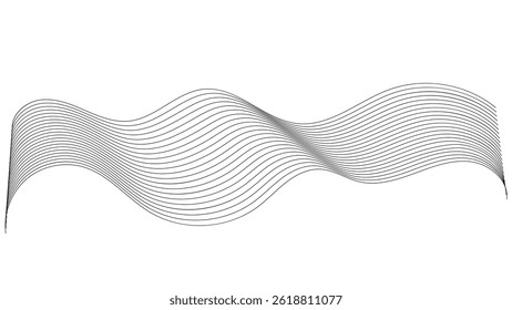 abstract black gradient wave element for line design element. dynamic sound wave isolated on white background. Abstract background with copy space vector illustration