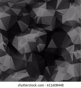 Abstract black and gray background consisting of triangles. Vector art.