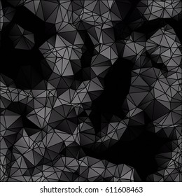 Abstract black and gray background consisting of triangles. Vector art.