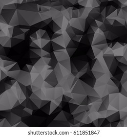 Abstract black and gray background consisting of triangles. Vector art.