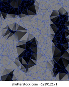 Abstract black and gray background consisting of triangles. Vector art.