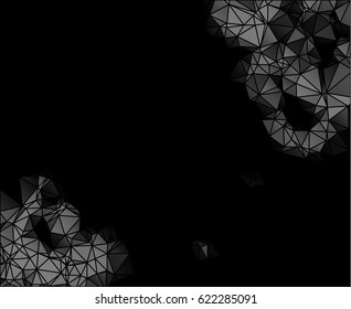 Abstract black and gray background consisting of triangles. Vector art.