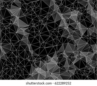 Abstract black and gray background consisting of triangles. Vector art.