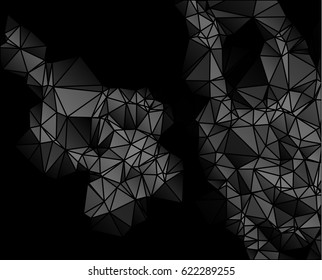 Abstract black and gray background consisting of triangles. Vector art.