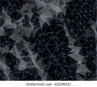 Abstract black and gray background consisting of triangles. Vector art.