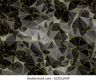 Abstract black and gray background consisting of triangles. Vector art.