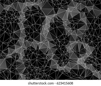 Abstract black and gray background consisting of triangles. Vector art.