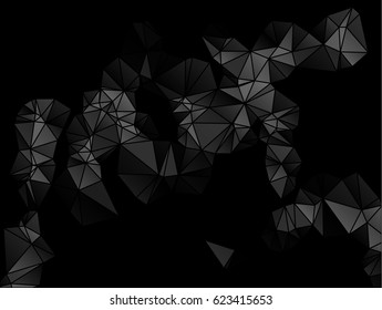 Abstract black and gray background consisting of triangles. Vector art.
