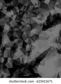 Abstract black and gray background consisting of triangles. Vector art.