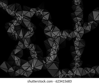 Abstract black and gray background consisting of triangles. Vector art.