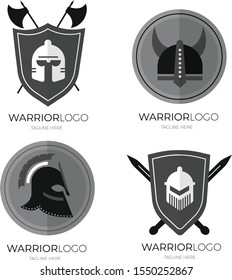 abstract black and gray colourfull modern skull warrior sports logo collection template