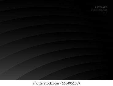 Abstract black and gray curve layer pattern background. Vector illustration