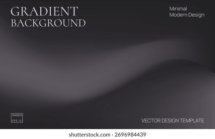 Abstract black and gray gradient background with smooth curved light transition, minimal modern vector design template for luxury branding or digital presentation