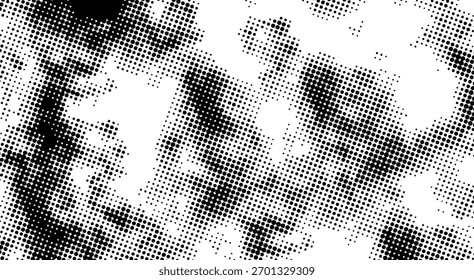 Abstract black and gray halftone pattern creating textured background