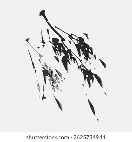 Los Abstractas trazos de tinta negra y gris crean un patrón dinámico y fluido sobre un fondo claro, que se asemeja a hojas o plumas en movimiento. Diseño minimalista y expresivo. Vector de ilustración de Antiguas.