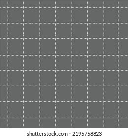 Abstract black gray  square fabric pattern, white dashed line quilt pattern, bed sheet pattern, handkerchief pattern.