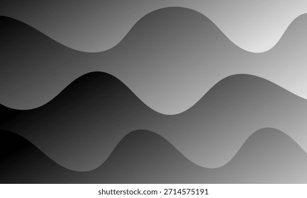 Líneas abstractas de rayas grises negras Curvas de onda de mar Formas sobre fondo de patrón texturizado de color degradado suave