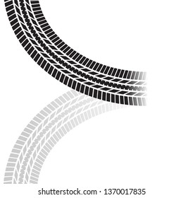 Abstract black and gray tire track isolated on white background