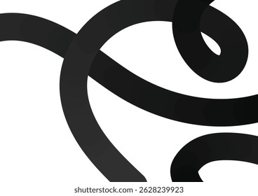 Abstract black and gray wavy line patterns on a white background. Ribbon design.