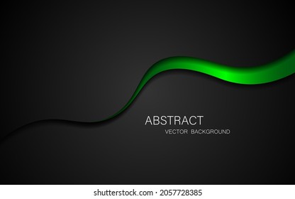 Abstract black and green curves on black background with free space for design. modern technology innovation concept background
