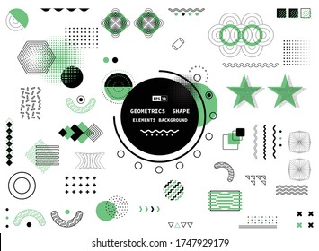 Abstract black and green design geometric memphis element background. Decorate for poster, template, artwork, ad, print. illustration vector eps10