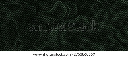 Abstract Black and Green Halftone Topographic Map Background with Dotted Texture. vector illustration