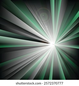 Abstract Black Green Light Rays Background Design