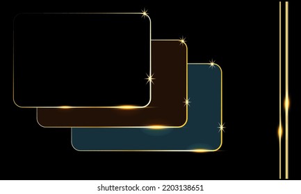 Abstract black green and purple gradient background complements elegant golden lines designed as a product or text backdrop. or for social media