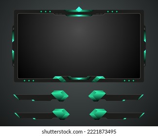 Abstract Black And Green Stream Overlay Webcam Screen Border Frame For Live Video Streaming