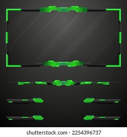 Resumen de la plantilla de marco de borde de pantalla de juego de superposición de flujo negro y verde