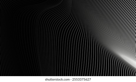 Fondo gris negro Abstractas con línea de curva de rayas para el telón de fondo o la presentación