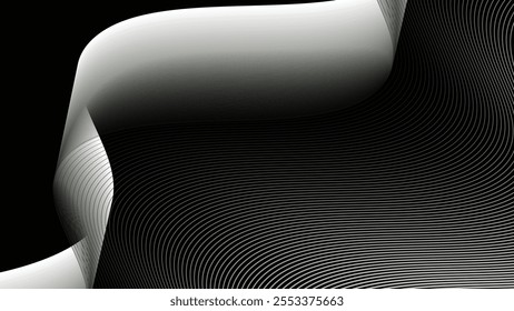Fondo gris negro Abstractas con línea de curva de rayas para el telón de fondo o la presentación