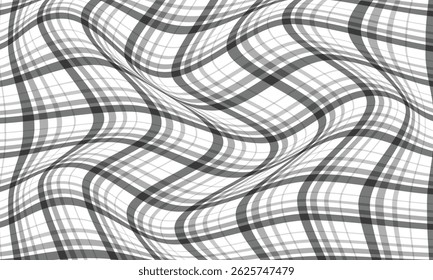 abstract black grey big small line plaid wave pattern.
