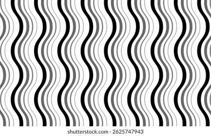abstract black grey big small smooth wave line pattern art.