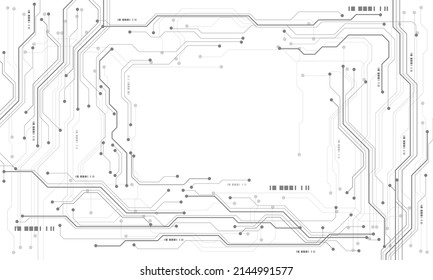 Abstract black grey circuit cyber technology futuristic on white design modern creative background vector illustration.
