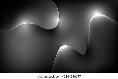 fondo de color negro y gris abstracto. composición de formas de brillo dinámico. ilustración vectorial.